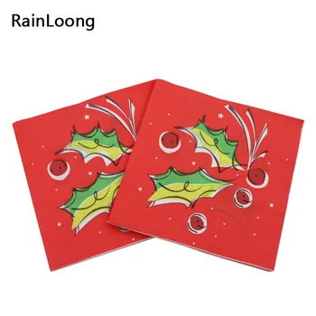 

[RainLoong] Print Merry Christmas Paper Napkin Tissue For Christmas Party Decoration Decoupage 33*33cm 5packs (20pcs/pack)