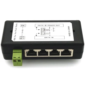 

4 Port PoE Injector 4CH PoE Power Adapter Ethernet Power Supply Pin 4,5(+)/7,8(-) Input DC12-48V For IP Camera