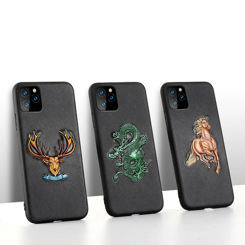 Luxury leather 3D embossed Fran-17L phone case for iPhone11 12Pro MAX leather all-inclusive for iPhone7 8 Plus X XR XS MAX Cover