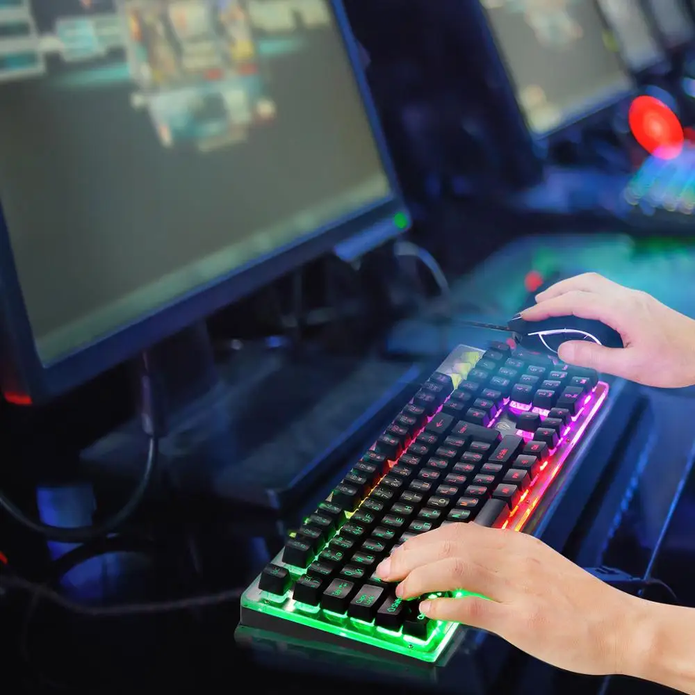 Клавиатура механическая Компьютерная клавиатура Gamer 104-клавишная RGB со светодиодной подсветкой Проводная игровая клавиатура для ноутбуков ПК Планшет