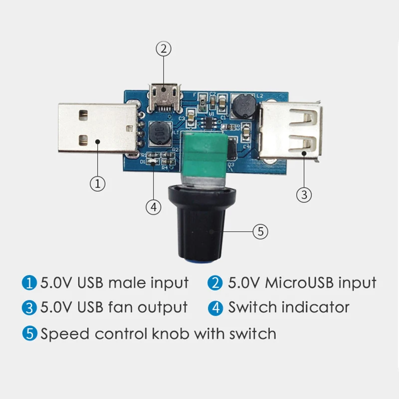 DC 4V 12V 5W USB вентилятор бесступенчатый регулятор скорости вентилятора