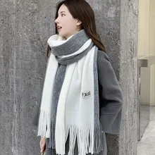 Women's Color Matching Scarf Autumn and Winter Imitation Cashmere 200*40cm Shawl Warm and Thick Fashion All-match Women Scarves