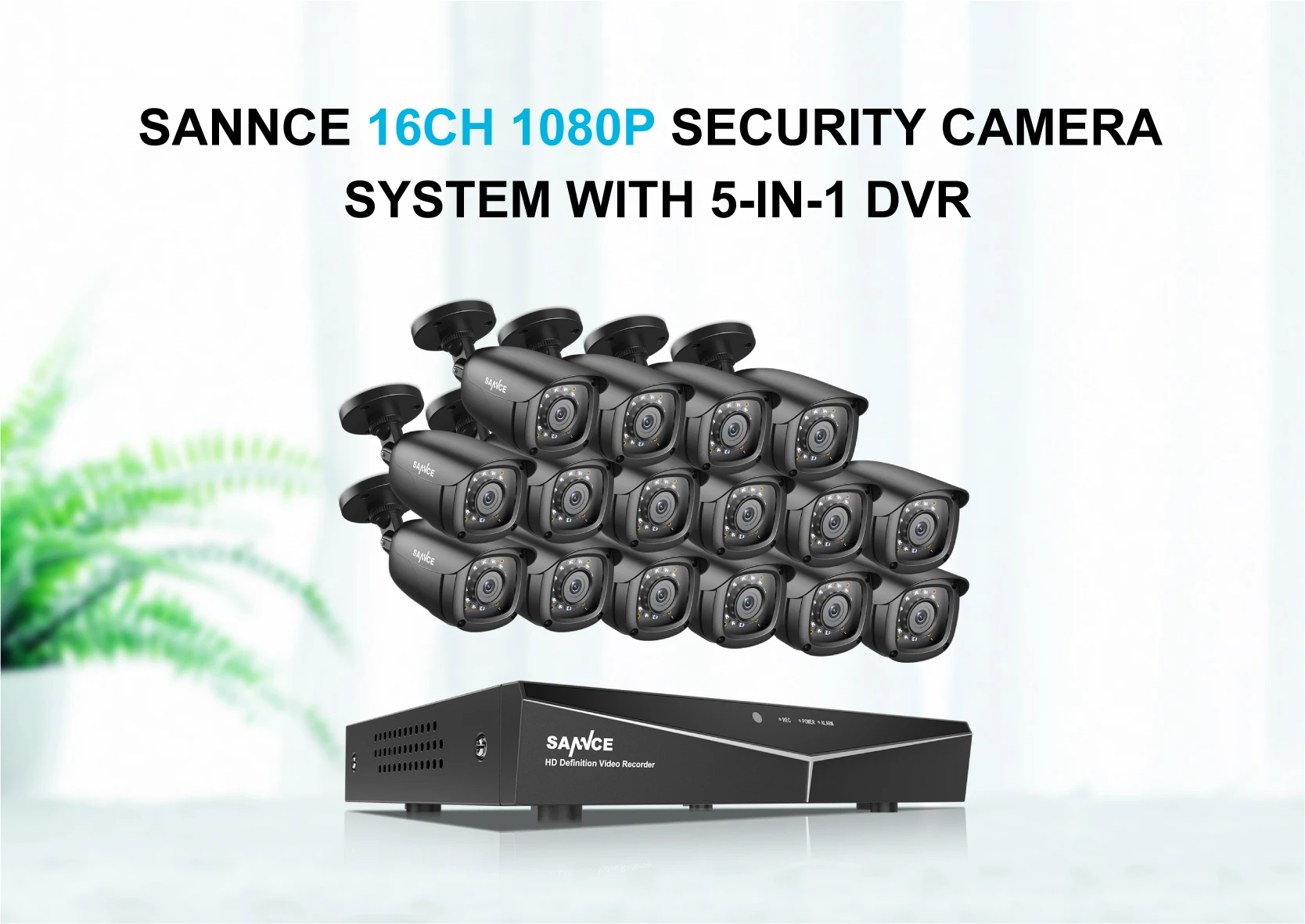 SANNCE 16 каналов CCTV система безопасности 16CH HD 1080P DVR 16 шт 1920*1080P IR уличные камеры 1.0MP комплект видеонаблюдения