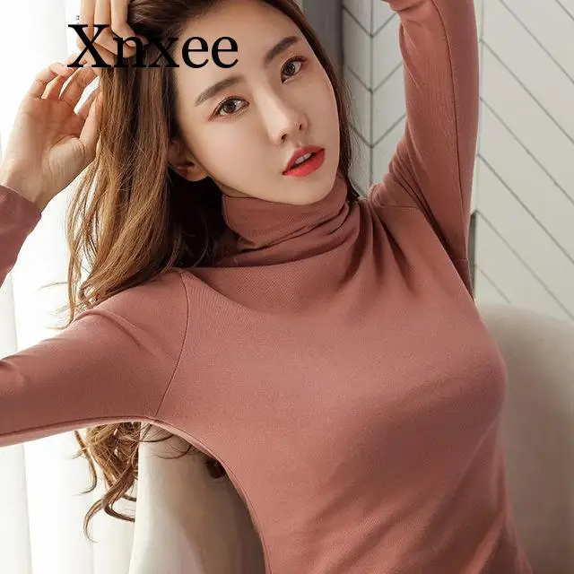 Winter Spring Warm Turtleneck Tops Female Slim Pink Basic Pullovers Korean Sweater for Women Jumper Pull Femme Lady's