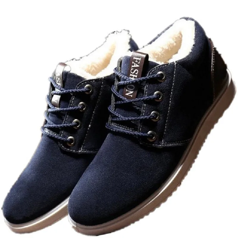Tanie 2019 męskie buty śniegowe zimowe utrzymuj ciepłe tkaniny bawełniane tkaniny modne buty męskie buty sznurowane grube dno mężczyźni casual board s