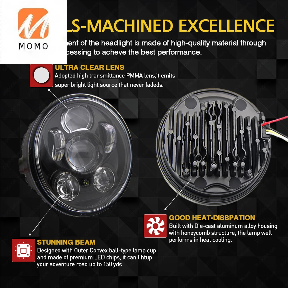 Motorcycle Accessories 5 75 High Low Beam Projector H4 Led Headlight Aliexpress Motorcycle Accessories 5 75 High Low Beam Projector H4 Led Headlight Aliexpress