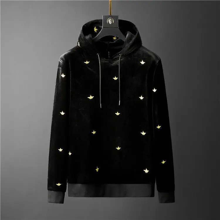 

Autumn and Winter New Embroidered Galaxian Sweater Hooded Suit Men's Casual Sports Two-Piece Set