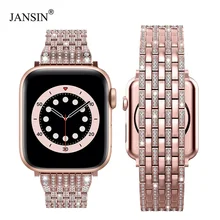 Pulseira de diamante de luxo para apple watch band 40mm 38mm iwatch banda 42mm 44mm aço inoxidável pulseira para apple assistir série 6 se 5