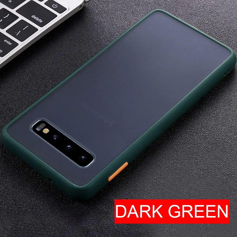 dark green Роскошный мягкий силиконовый бампер чехол для телефона samsung Galaxy S8 S9 S10 S10E Plus Note 8 9 10 Pro матовая задняя крышка противоударный чехол - Цвет: dark green