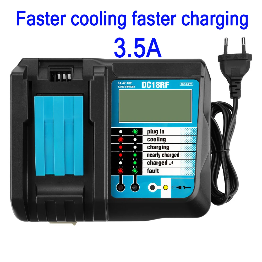  DC18RF Rapid Charger Replacement Power Tools Lithium-ion Charger 14.4V-18V for Makita Power Tool Ba