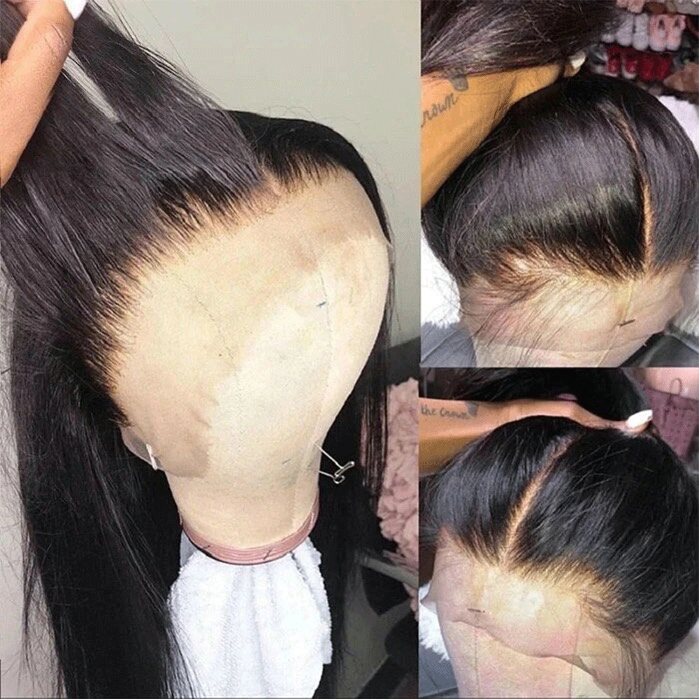 13x6 HD Transparent Lace Front Wigs Human Hair For Black Women Pre Plucked with Baby Hair Straight Lace Frontal Wig 180% Density
