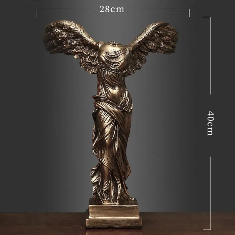 Large Bronze Европейские скульптурные фигурки богини Виктории, изделия из смолы, украшение для дома, ретро абстрактные статуи богини, декоративные украшения бизнес-подарки - Цвет: Large Bronze