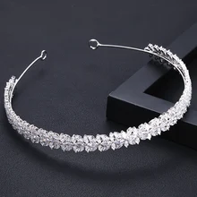 Аккинг Роскошные листья сверкающие тиара свадебная для невесты кубический цирконий белая циркониевая Корона повязка на голову для женщин девушки партии