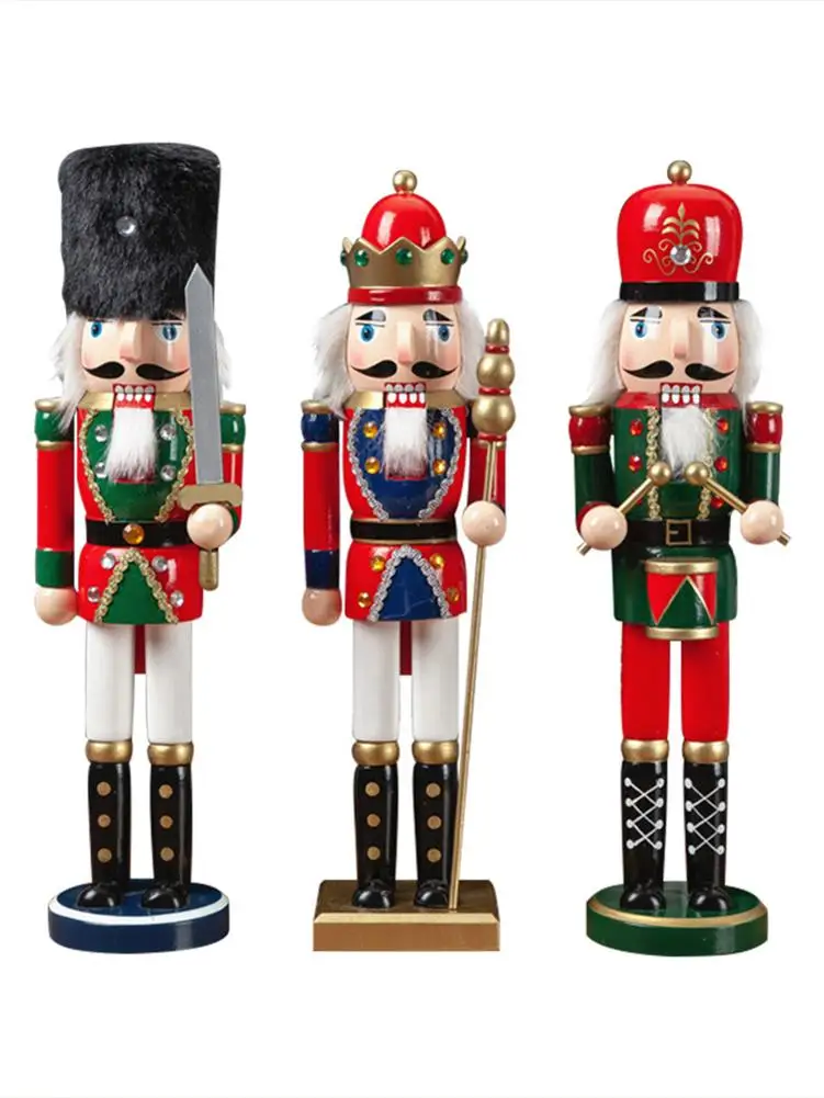 

3Pcs/Set 38CM Christmas Wooden Nutcracker Soldier Jewelry Puppet Toy Gift Children Room Decoration Ornament 2020 New Year