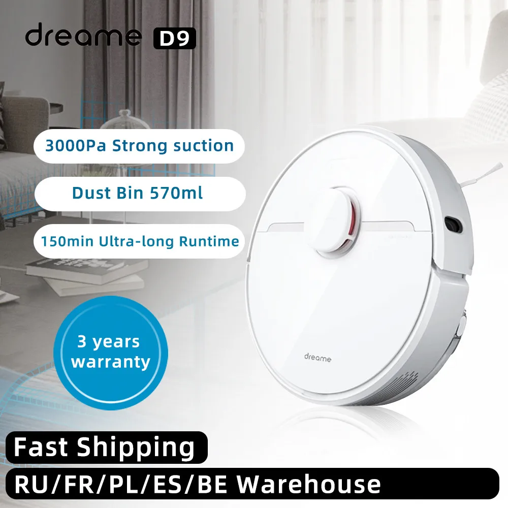Dreame D9 Robot Vacuum Cleaner For Home Sweeping Washing Mopping 3000pa Mopping App Wifi Control