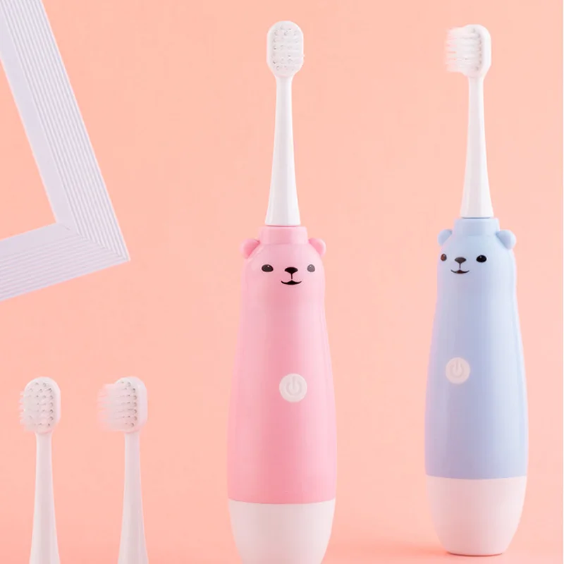 Children Electric Toothbrush IPX7 Waterproof Soft Electric Toothbrush For Children Teeth Clean With 2pcs Replacement Head Home