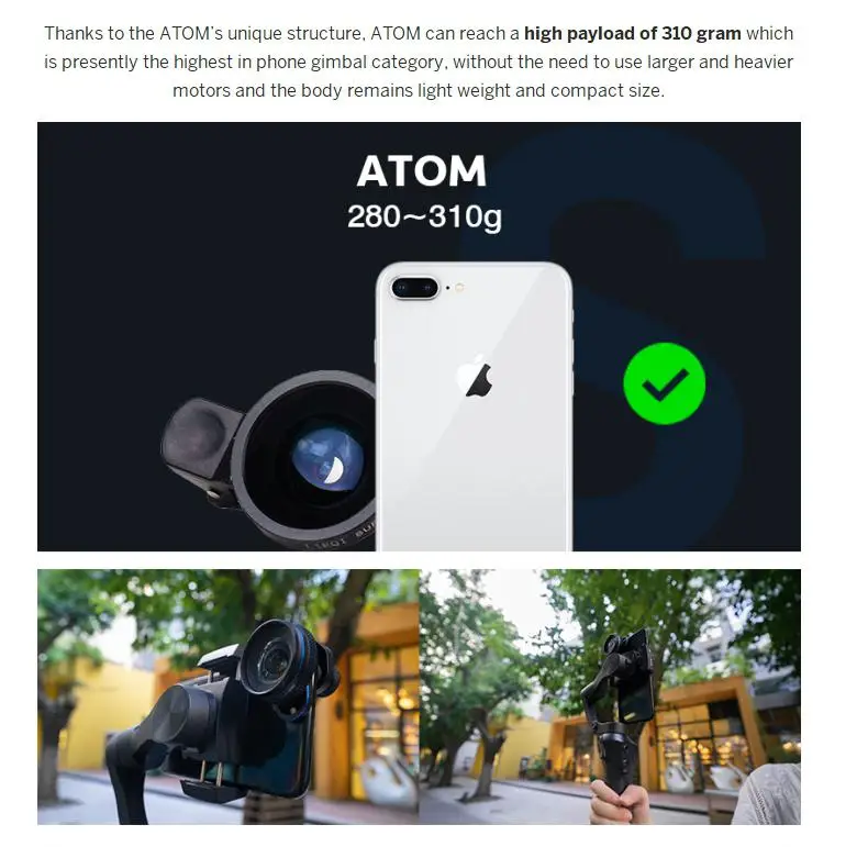 HobbyLane Atom 3-Axis Складной Карманный ручной шарнирный стабилизатор для камеры для iPhone шарнирный стабилизатор для камеры GoPro SP26350 Atom Gimbal r25