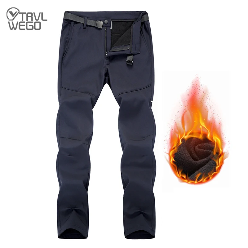 TRVLWEGO Winter Ski Pants Hiking Men Climbing Clothe Prevent Splashing Water Windproof Autumn Outdoor Sports Soft Shell Trousers skiing pants