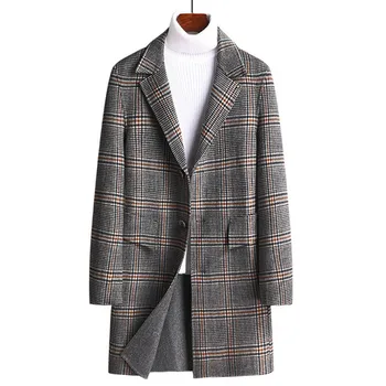

New Autumn Winter Double Side Woolen Brand Men 50% Wool Blends Coats Solid Color High Quality Men's Wool Jacket