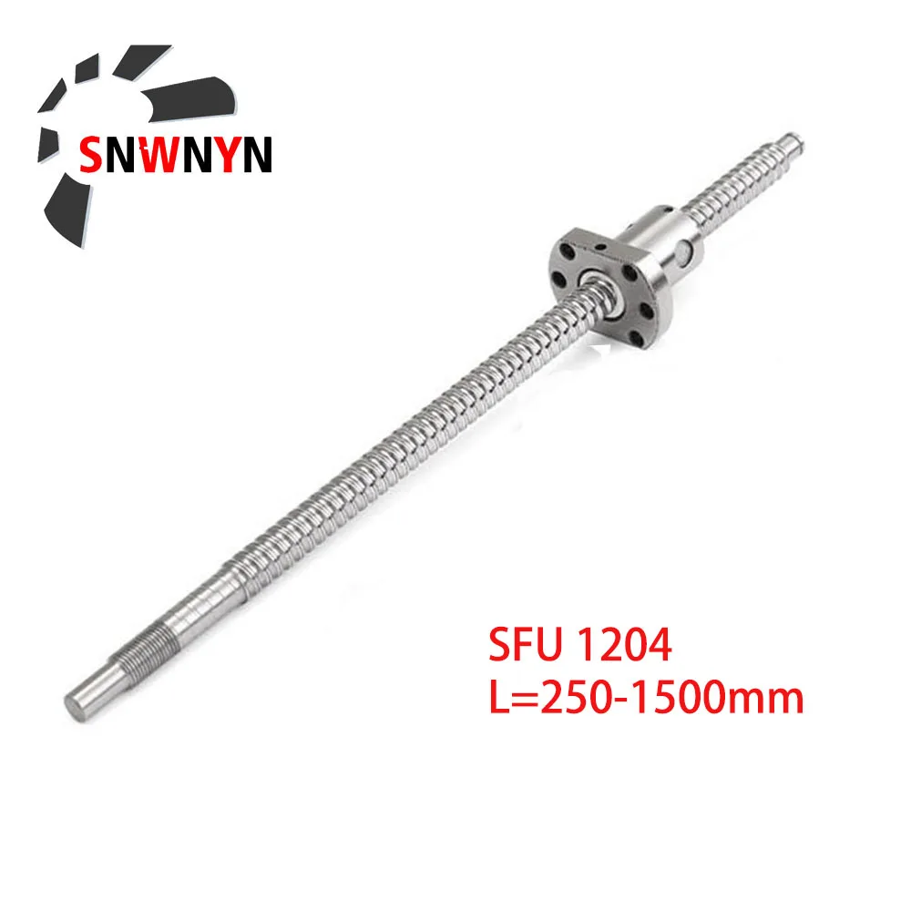 SFU1204 шариковый винт 250 мм 300 350 400 450 500 550 600 650 800 1000 1500 с 1204 фланцем одним шаровым наконечником|Линейные