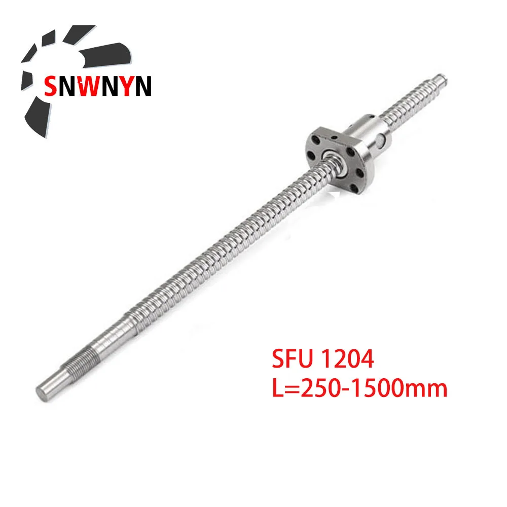 Ball Screw CNC parts SFU1204 RM1204 12mm  L250mm-1500mm w Flange Single Ball Nut 