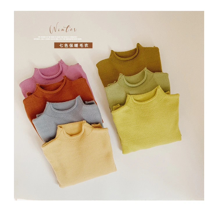 baby girl autumn winter new velvet thick warm sweater children solid color long sleeve tops kids clothing