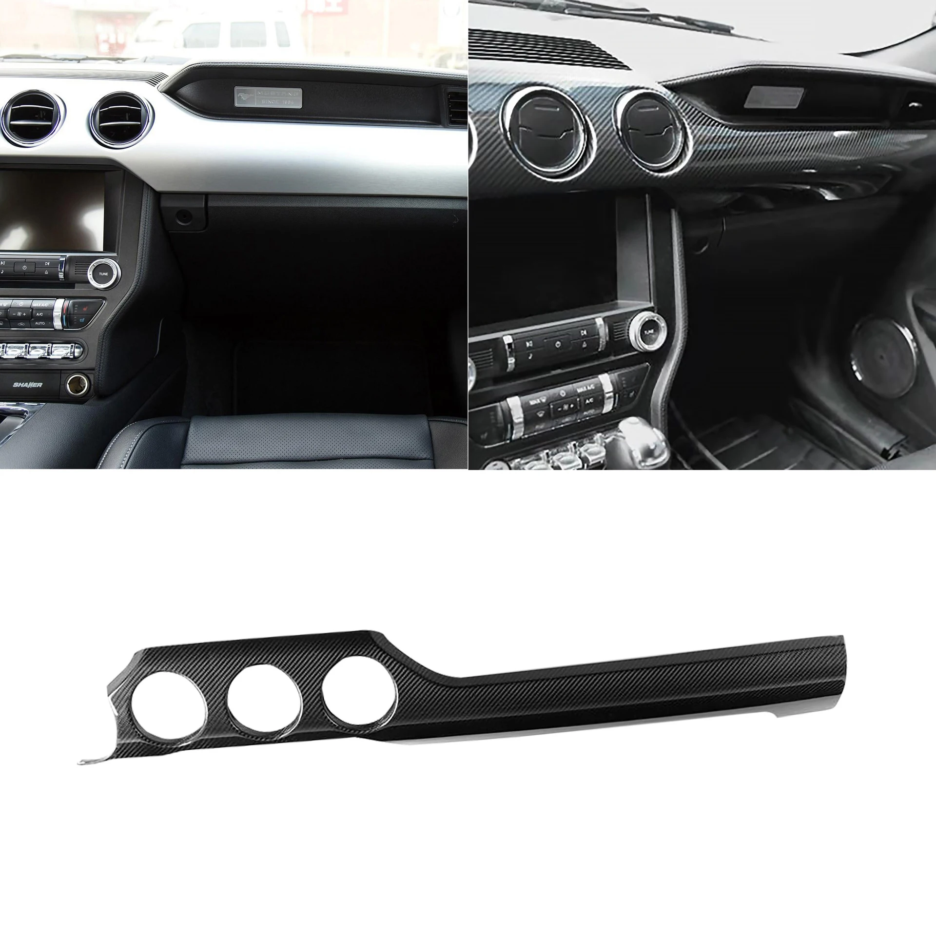 

For Ford Mustang 2015-2019 Left Hand Drive Real Carbon Fiber Car Dashboard Trim Console Panel Molding Cover Car Styling