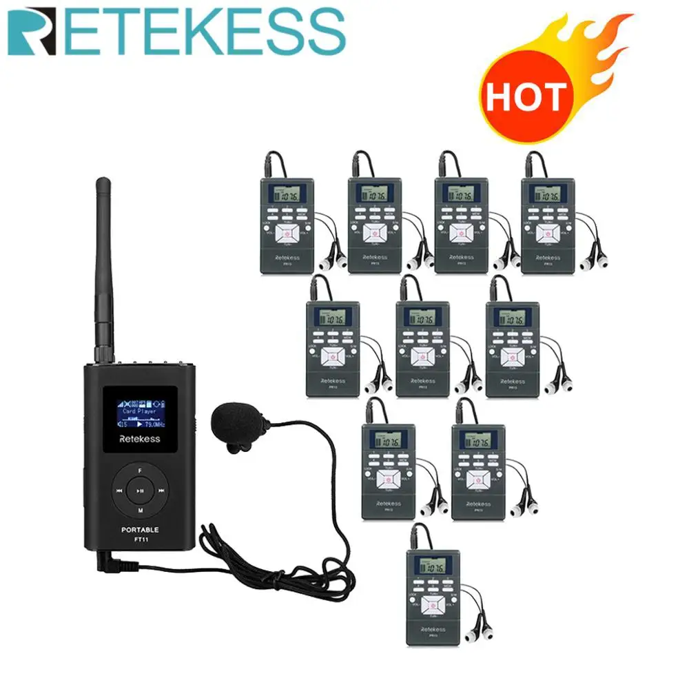 

NIORFNIO 1 FM Transmitter+10 FM Radio Receiver Wireless Tour Guide System for Guiding Church Meeting Translation System Y4305A