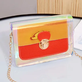 

Women's bag sequins colorful lock chain small square bag 2020 summer messenger mobile phone change mobile phone bag