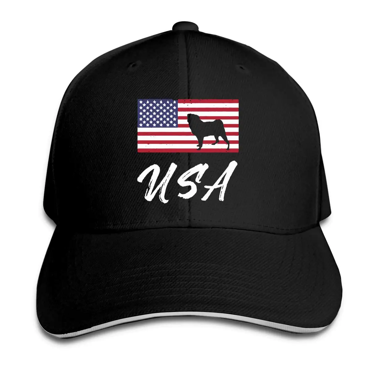 Американский Мопс США флаг2 Мужские Женские папа шляпы бейсболка
