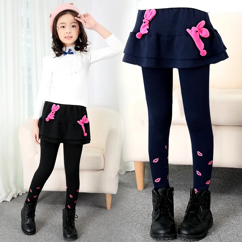 2018 зимние теплые леггинсы для девочек плотные с юбкой вельветовые штаны