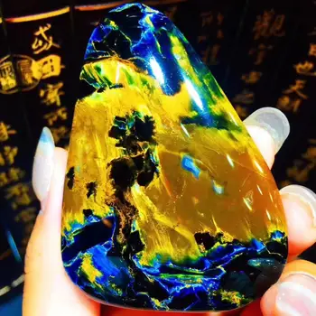 

Certificate Natural Blue Pietersite Yellow Chatoyant Pendant 65*48*9.3mm Women Men Stone Namibia Cat Eye Water Drop AAAAA