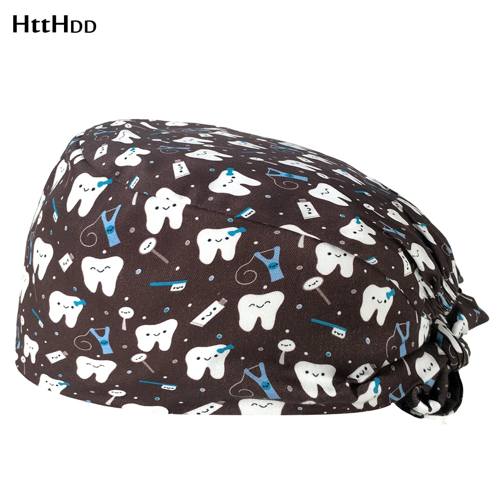 

Unisex Health service scrubs caps Lab dust-proof work caps with Sweat-absorbent Cartoon print Beauty salon Work wear scrubs hats