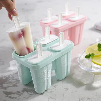 

14 Cells Silicone DIY Ice Cream Molds Food Grade Reusable Juices Purees Yogurt Freeze Popsicle Mold Ice Cream Maker Tool MM60BQL