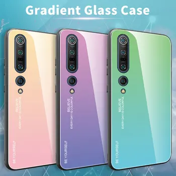 

30pcs/lot For Xiaomi Mi 10 Pro Soft Side Glass Back Case Gradual Change Glass Hard Cover For Xiaomi Mi 10