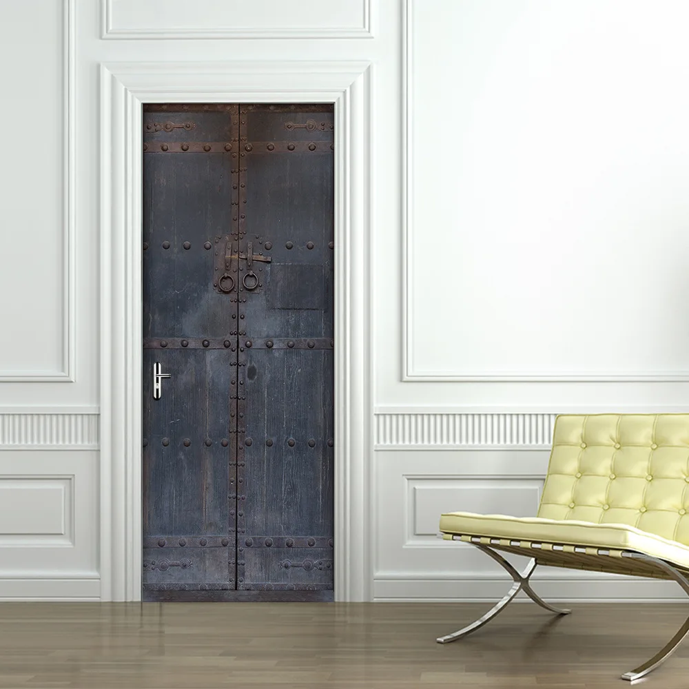 Наклейка на дверь самоклеющиеся ретро обои для дверей Diy Печать Искусство Картины домашний декор Фреска гардероб переводная бумага для обновления интерьера