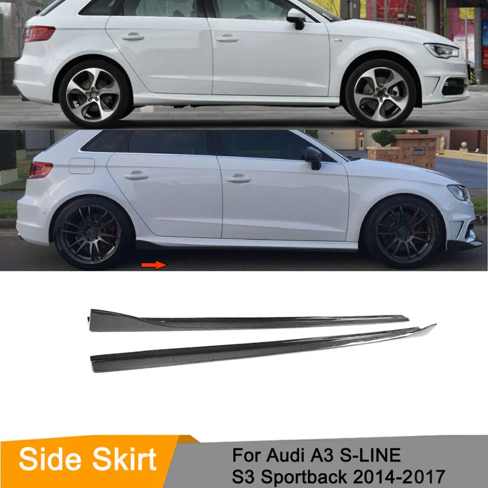 Углеродного волокна сторона юбки наборы для бампера Audi A3 Sline S3 Sportback седан 4 двери