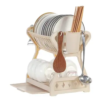 

Kitchen Storage Rack Multifunctional Dish Drain Rack Kitchen Utensil Holder Plastic Dish Drainer Kitchen Reusable Organizer Rack