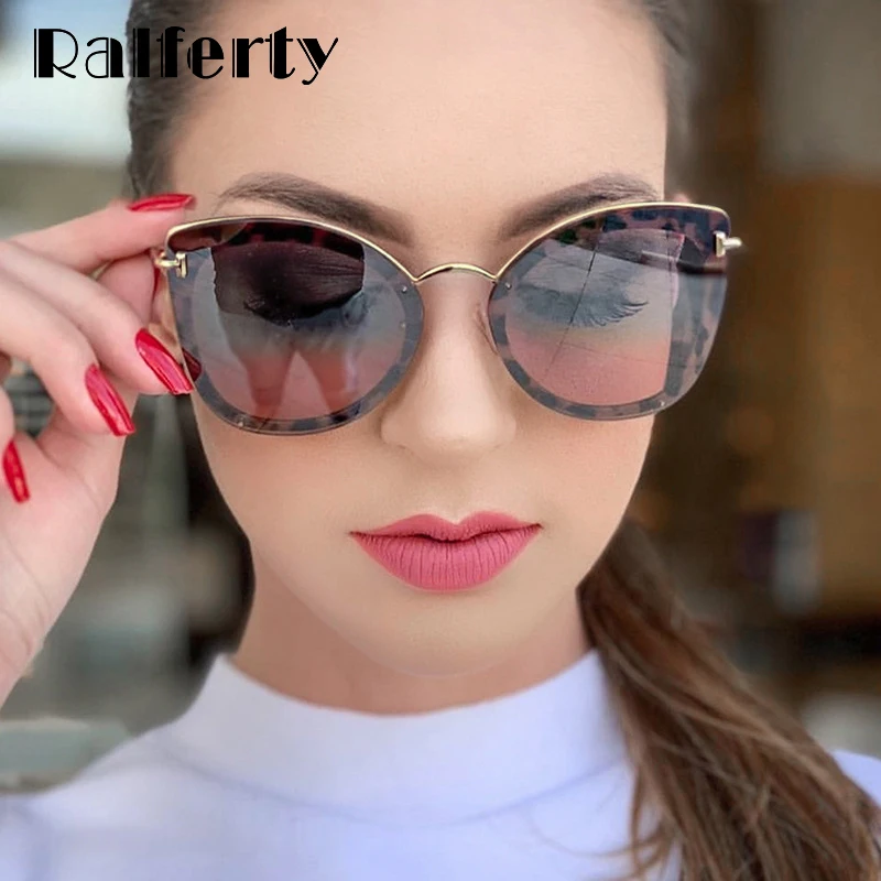 Ralferty 2019 женские солнцезащитные очки кошачий глаз zonnebril dames ретро Оттенки для