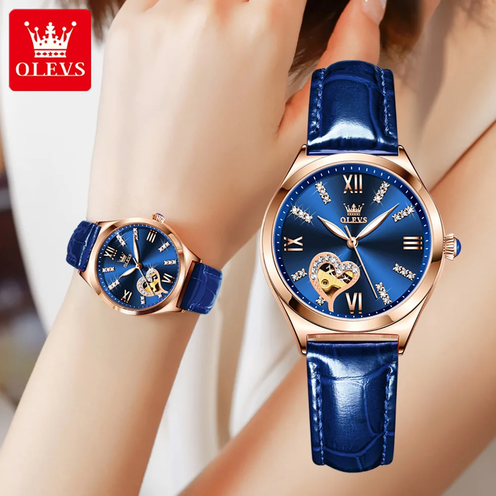 Women's Automatic Mechanical Watches Luxury Brand Fashion Ladies Watch Luminous Waterproof Female Clock Hollow Heart Shape Desig