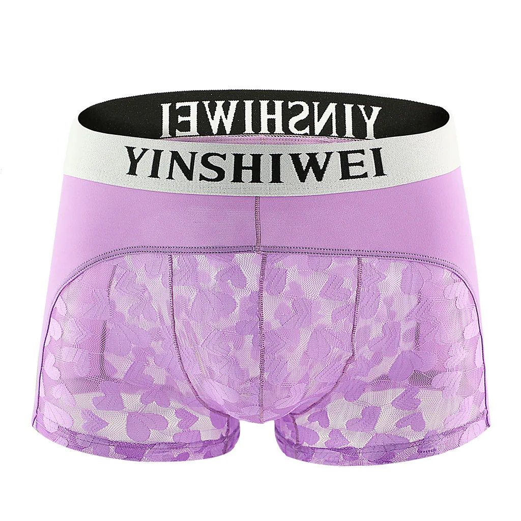 Мужское сексуальное нижнее белье кружевные сетчатые удобные трусы боксеры с