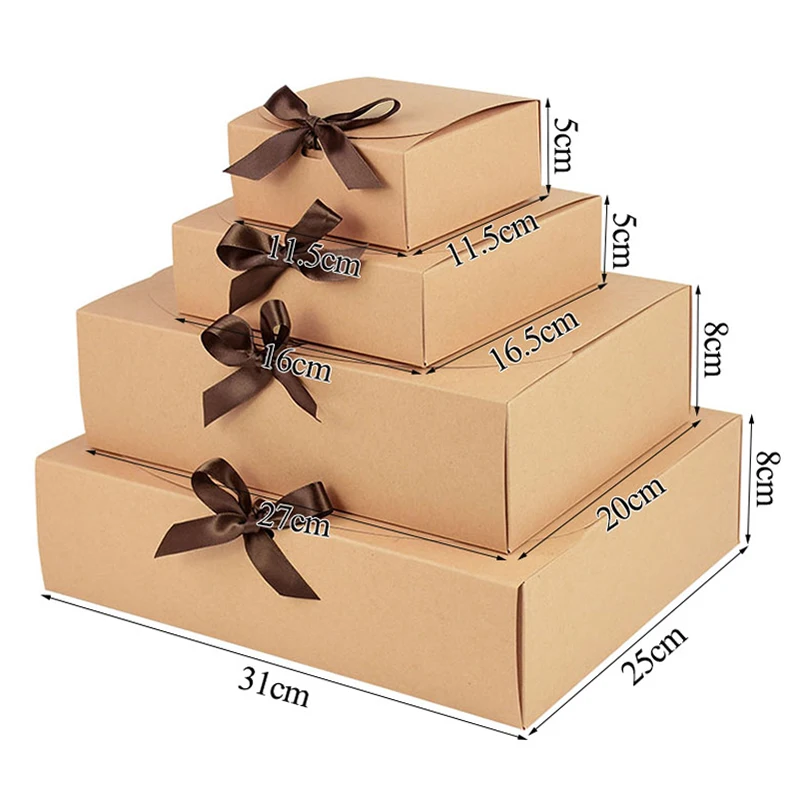 5Pcs White Kraft Paper Gift Box Wedding Birthday Party Hnadmade Cookie Candy Storage Packaging Box Christmas Decoration for Home
