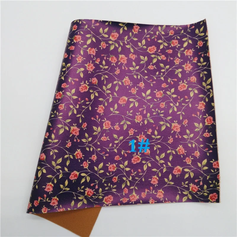 1 Glitterwishcome 21X29 см A4 размер цветы напечатаны искусственная кожа ткань, напечатаны Синтетическая кожа листы для бантов, GM468A - Цвет: 1
