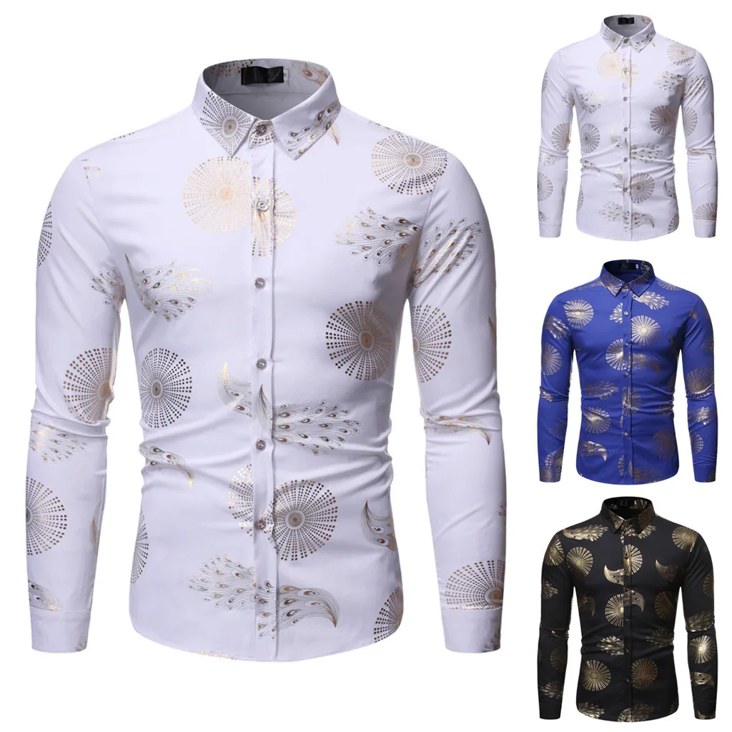 JAYCOSIN Мужская рубашка с длинными рукавами 2019 горячая штамповка Золотой Змеиный узор Мужская рубашка Высокое качество Мужская рубашка в