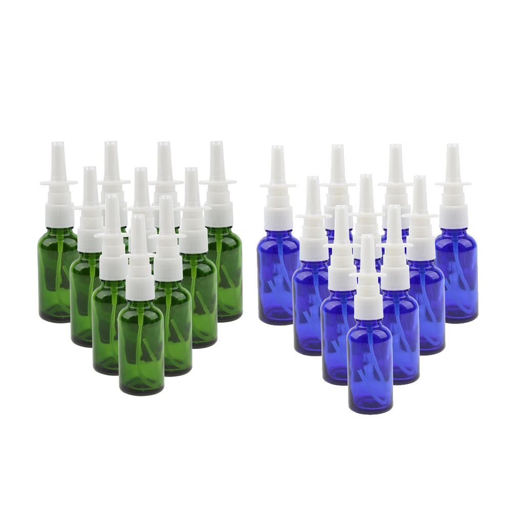 10 Pieces Transparent Glass Empty Refillable Nasal Spray Bottles Fine Mist Sprayer Vials Containers Holder 30ml