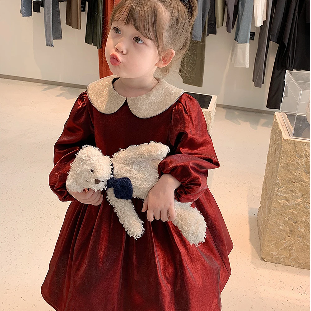 

2020 Long-Sleeved Princess Skirt For Children With Thick Autumn and Winter Dresses For Babies Clothing For Girls Clothes