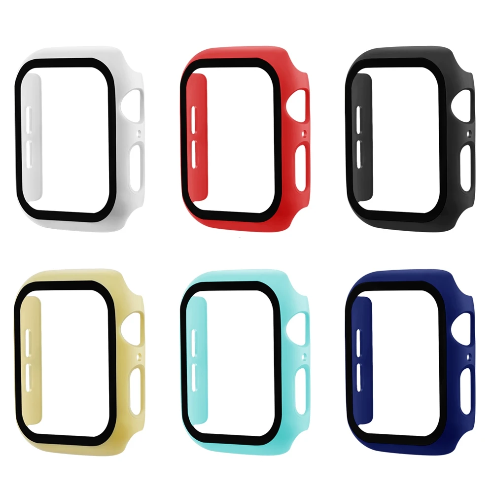 Чехол для Apple Watch 4, 5, 3, 2, 1, iwatch Band 42 мм, 38 мм, 44 мм, 40 мм, защитная пленка для экрана из поликарбоната+ закаленное стекло серии 5, 4