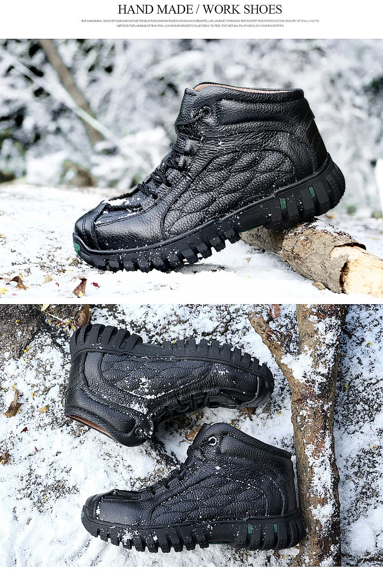 New Fashion Men Winter Shoes Solid Color Fur Snow Boots Plush Inside Anti Skid Bottom Keep Warm Waterproof Ski Boots