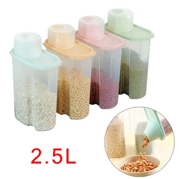 

4pcs Large Capacity Airtight Dry Food Container Durable Cereal Storage Box 2.5L Food Containers 2020 New Arival For 2020