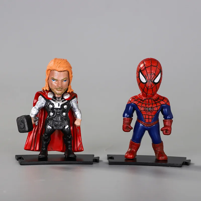 Украшение для дома Marvel Cinematic Q версия Мстителей полный набор стальных игрушек капитан США микро-вид украшения - Цвет: 2PCS